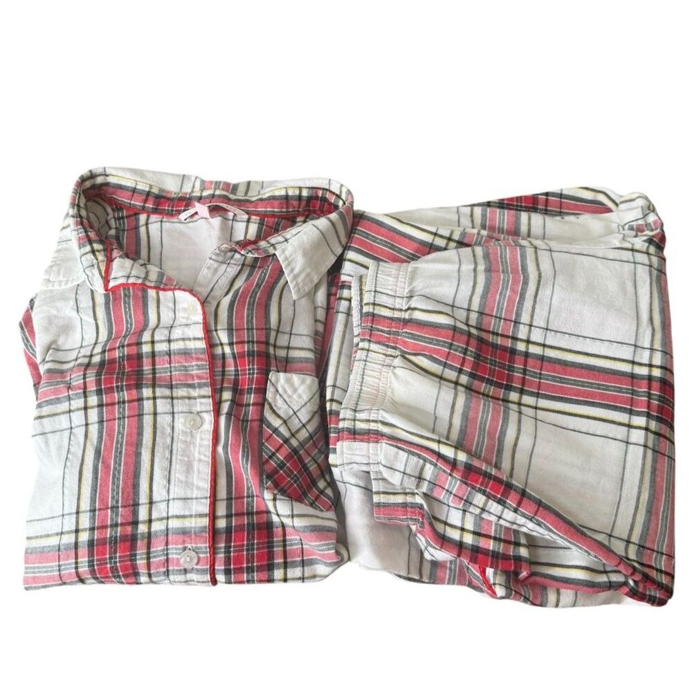 Victorias Secret Red White Plaid Pajama Set Womens Sz M Holiday Long Sleeve